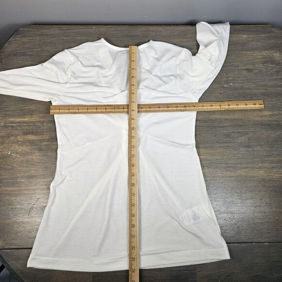 Eddie Bauer Twist Front Blouse V Neck Ivory Womens Size Small Strech Shirt - Picture 3 of 5